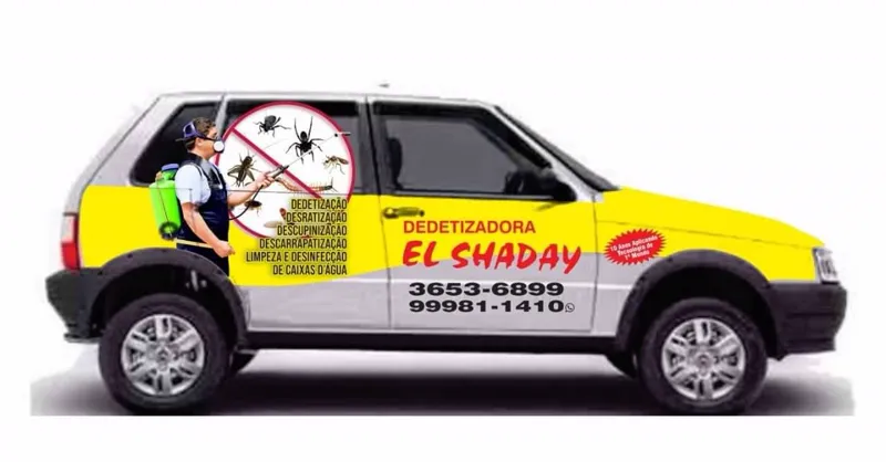 Veículo adesivado da El Shaday Dedetizadora, que atende Cuiabá e região