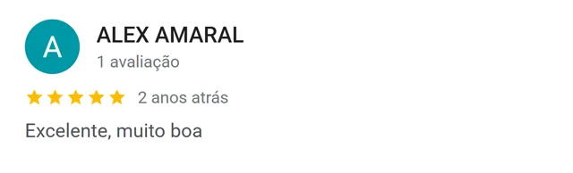 Avaliação de ALEX AMARAL no Google: excelente, muito boa
